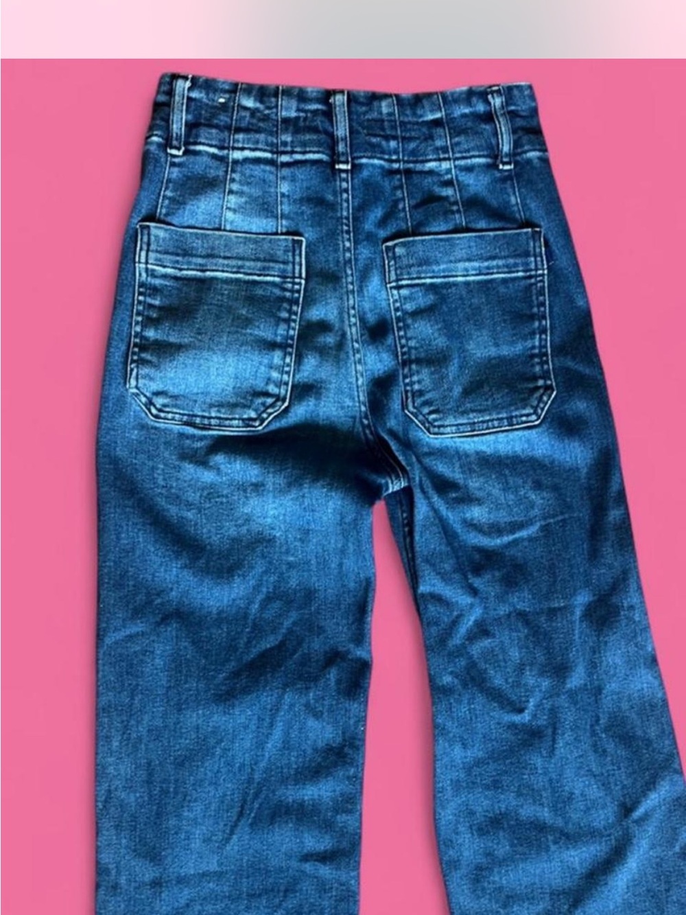 Maeve Wide-Leg Cropped Jeans in Dark Blue Wash - Picture 4 of 5